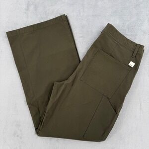 Vuori Wide Leg Cropped Pants Olive Green Cotton‎ Blend Casual Women's  Size L